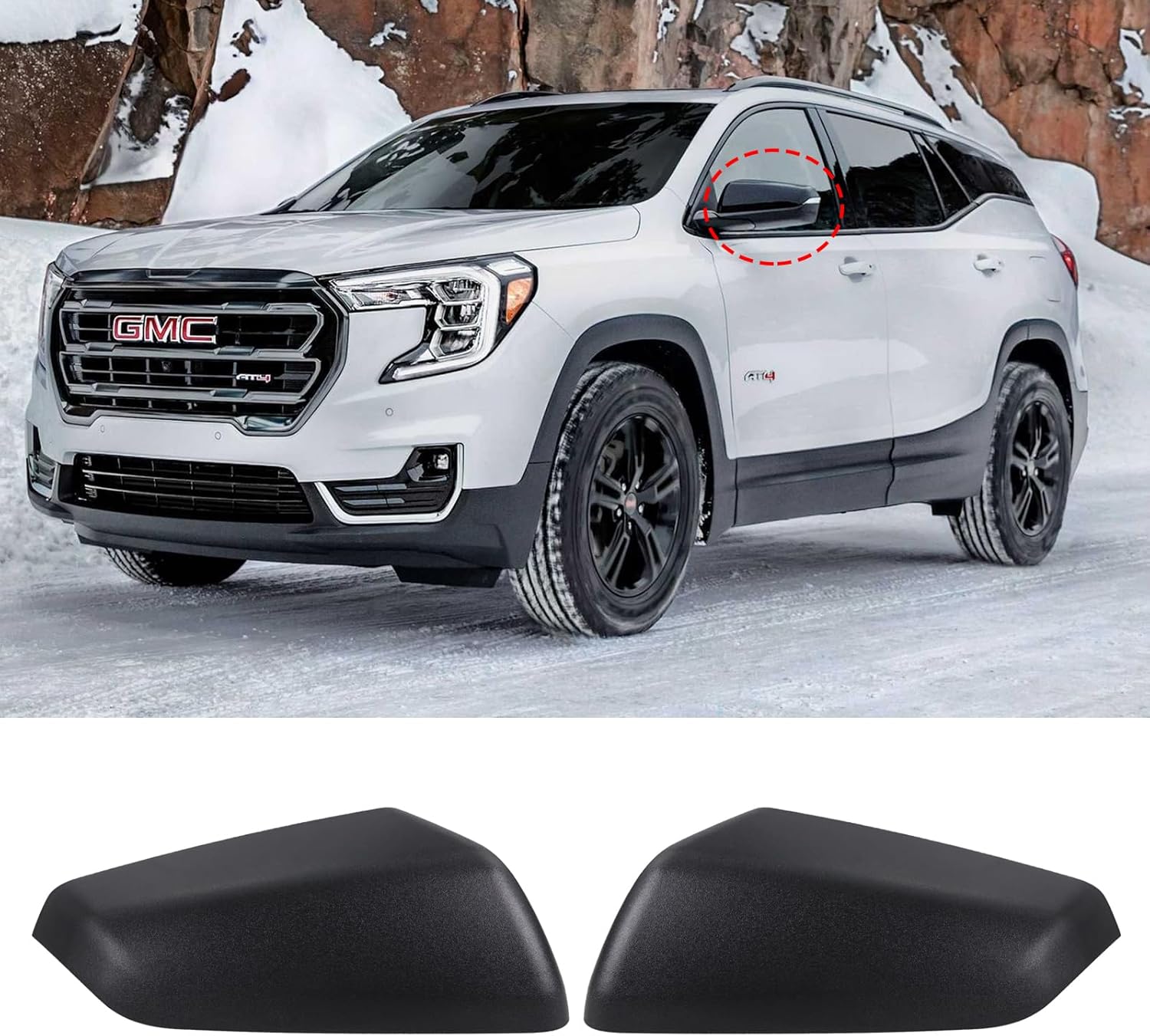 Left Driver Side & Right Passenger Side Exterior Mirror Cap Cover Rearview Mirror Cover Trim Fit for 2018-2023 Chevrolet Equinox/GMC Terrain Replaces 23406417 23406416 (Glossy Black)