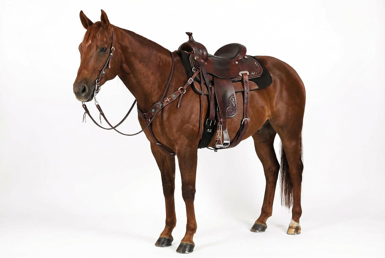 CHALLENGER Horse Western 5" Wide Barrel Racer Aluminum Copper Cross Engraved Show Stirrups 51233
