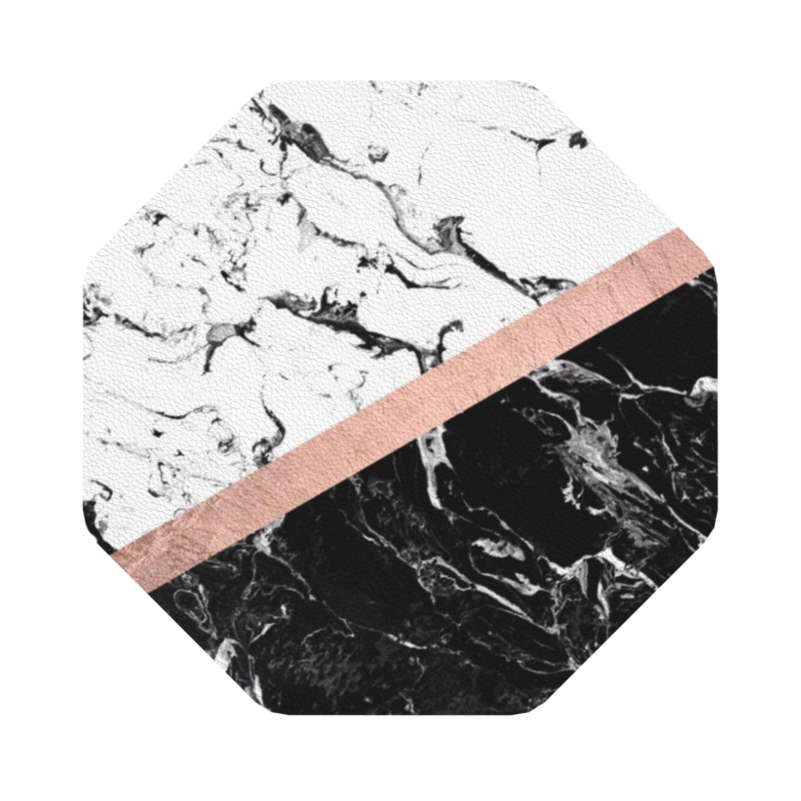 Black White Marble PU Leather Coasters Set of 6 Octagon Drink Coasters