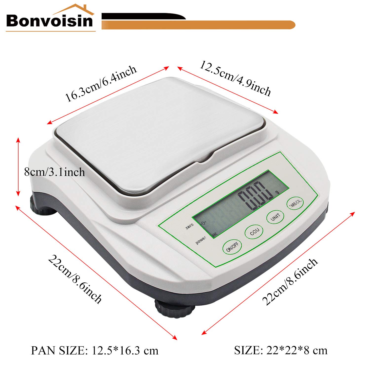Bonvoisin Pr?zisionslaborwaage 0.01g Genaue Analysenwaage Digitale Elektronische Waage Labor Pr?zisionswaage Schmuck Goldwaage Wissenschaftliche Waage (2000g, 0.01g)