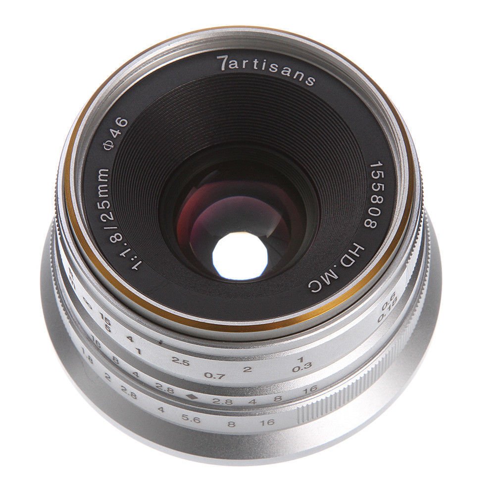7 Artisans 25 mm f/1.8 mise au point manuelle MF objectif pour Fujifilm FX Mont X-pro2 T2 Argent