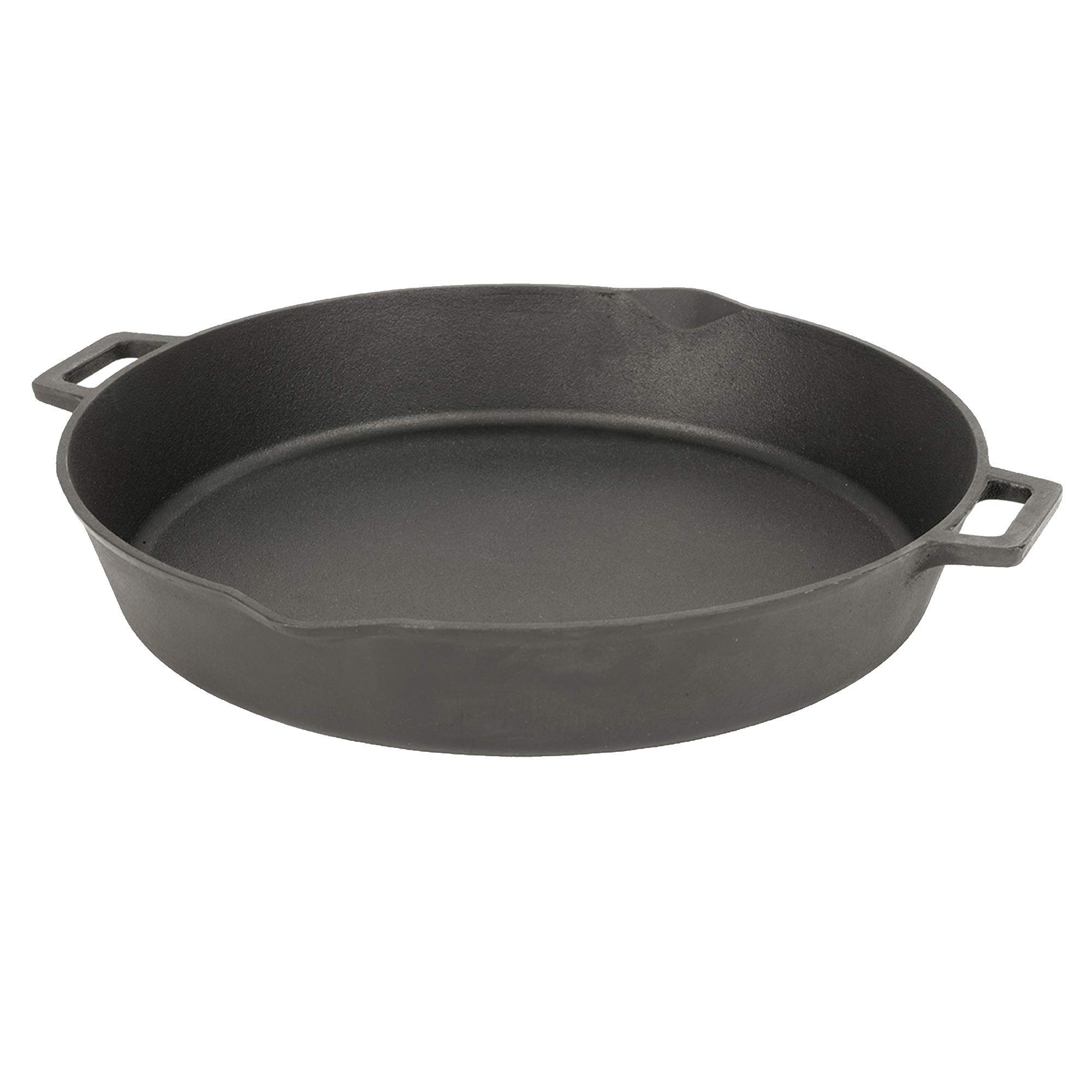 Bayou Classic 7439 16-in Cast Iron Double-Handled Skillet w/Pour Spouts Features Large Loop Handles Perfect For Breakfast Roast Pan Frying Sautéing and Baking