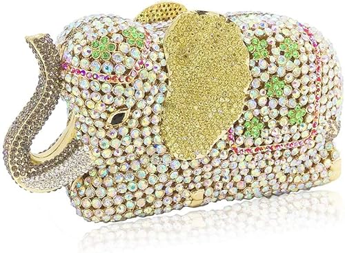 Boutique De FGG Elefante de noche embragues bolsos de mano de metal cristal embrague Minaudiere boda carteras y bolsos nupciales