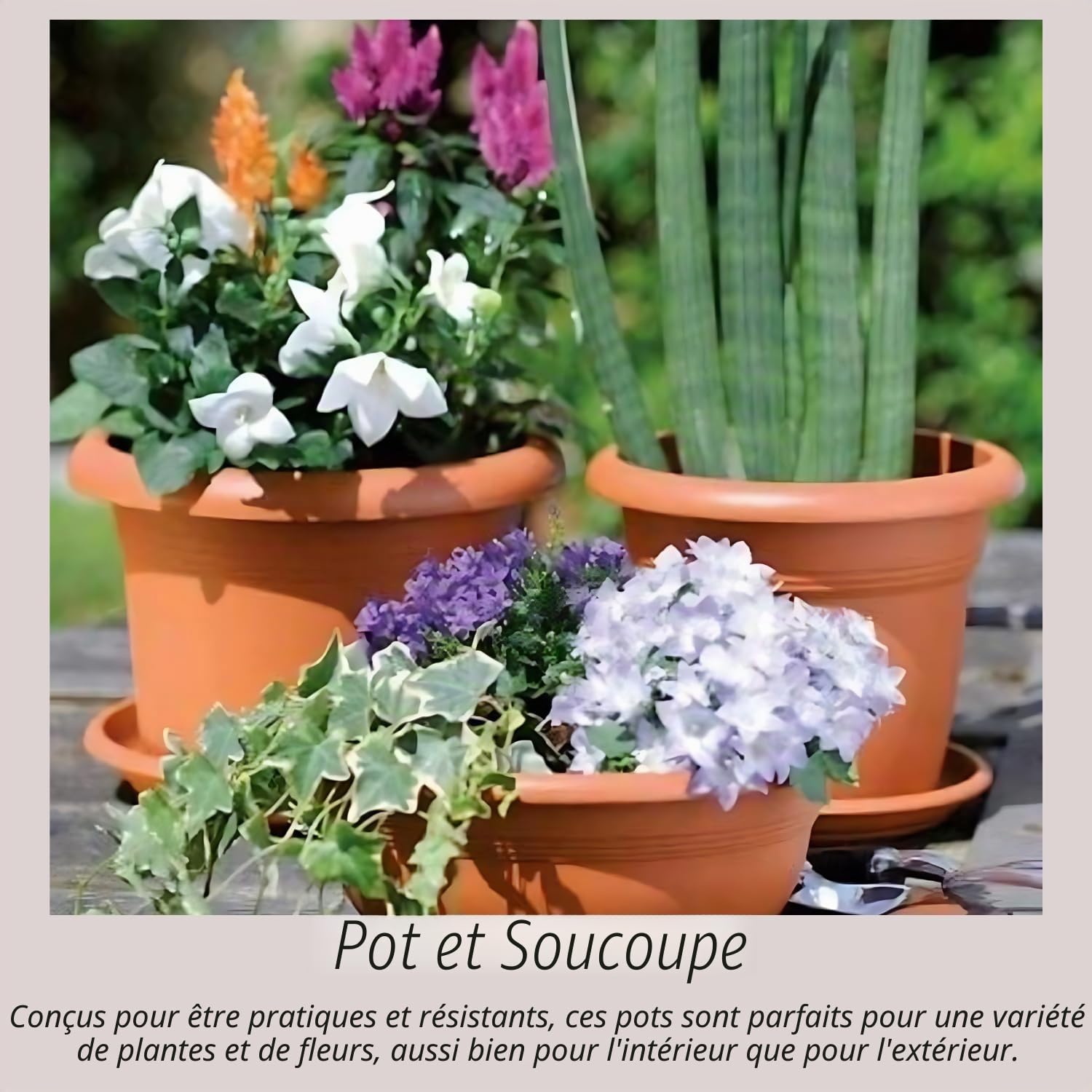 Tomaino - Pot pour Plantes d'Extérieur en Plastique, 2 pièces + Sous-pot de Diverses Tailles pour Intérieur, Maison, Balcon, Orchidée, Avocat, Jardin, Bureau (Ø 40 cm)