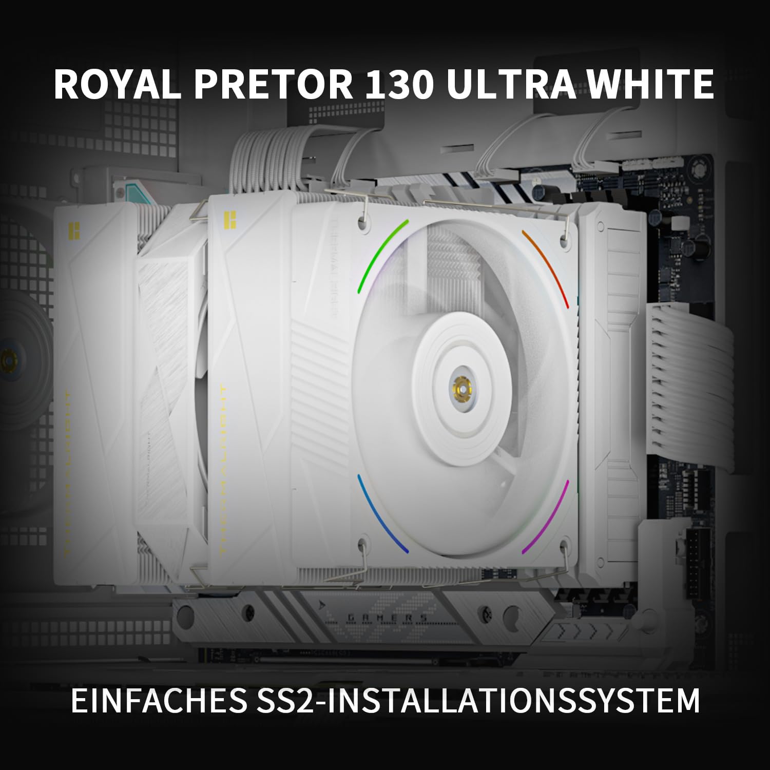 Thermalright Royal Pretor 130 Ultra White chłodnica powietrzna CPU, chłodnica PC Double Towers, High Performance 7 Heat Pipes chłodzenie CPU, biała szczotkowana górna pokrywa, do AM4/AM5, Intel