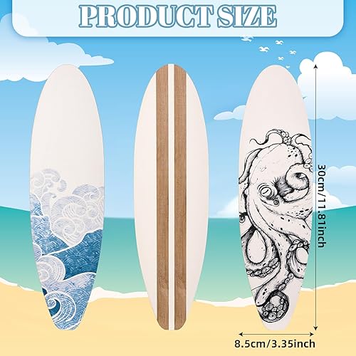Miniatura 2 de RattanView 3 piezas de tabla de surf, decoración de playa de madera para dormitorio, tabla de surf, decoración de pared, letrero colgante de pared