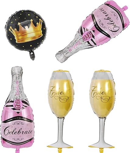 Botella de champán de aluminio de Mylar y globos de helio de copa dorada para decoración de fiestas