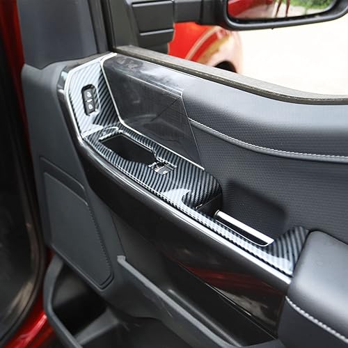 Miniatura 2 de Korlot Cubierta de panel de interruptor de ventana de puerta delantera interior de fibra de carbono para Ford F150 2021+ Accesorios de decoración