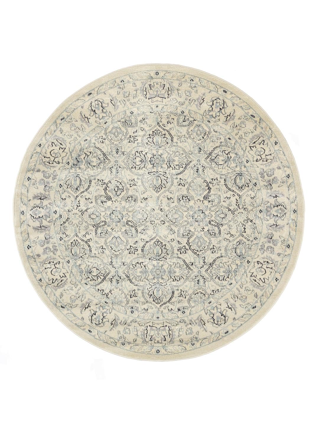RugVista Ziegler Greenville Tapis, Ø 250 cm, Blanc crème Beige/Clair Bleu