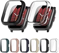 Vista 13 de Paquete de 6 fundas rígidas de policarbonato con protector de pantalla de vidrio templado compatible con Amazfit Active Smart Watch Bumper Guard