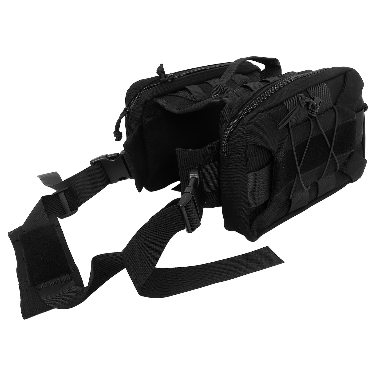 VANZACK Sacoche de Selle pour Chien Noire avec Compartiments Latéraux Harnais Réglable en Matériau Respirant Paquet à Dos de Randonnée pour Chien de Moyenne Taille Équipement pour