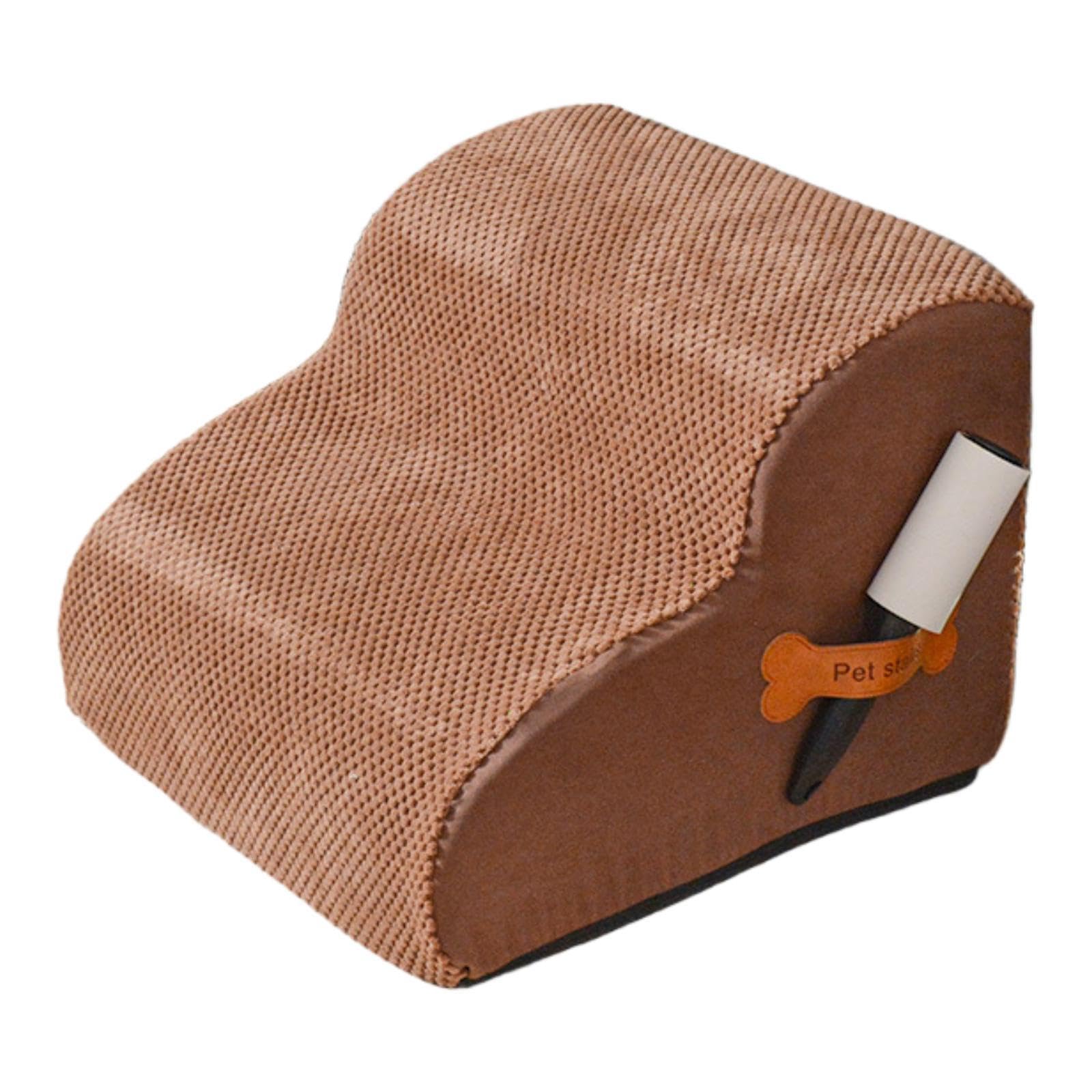 Escaliers pour Chiens 40cm 2 Marches Antidérapant avec Couverture Lavable pour Monter Canapé et Lit- CafÉ