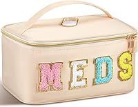 Vista 19 de Geetery Bolsa de Maquillaje Transparente de Chenilla con Letras, Bolsa para Medicamentos, Estuches de Viaje Preppy con Parche y Cremallera, Estuche