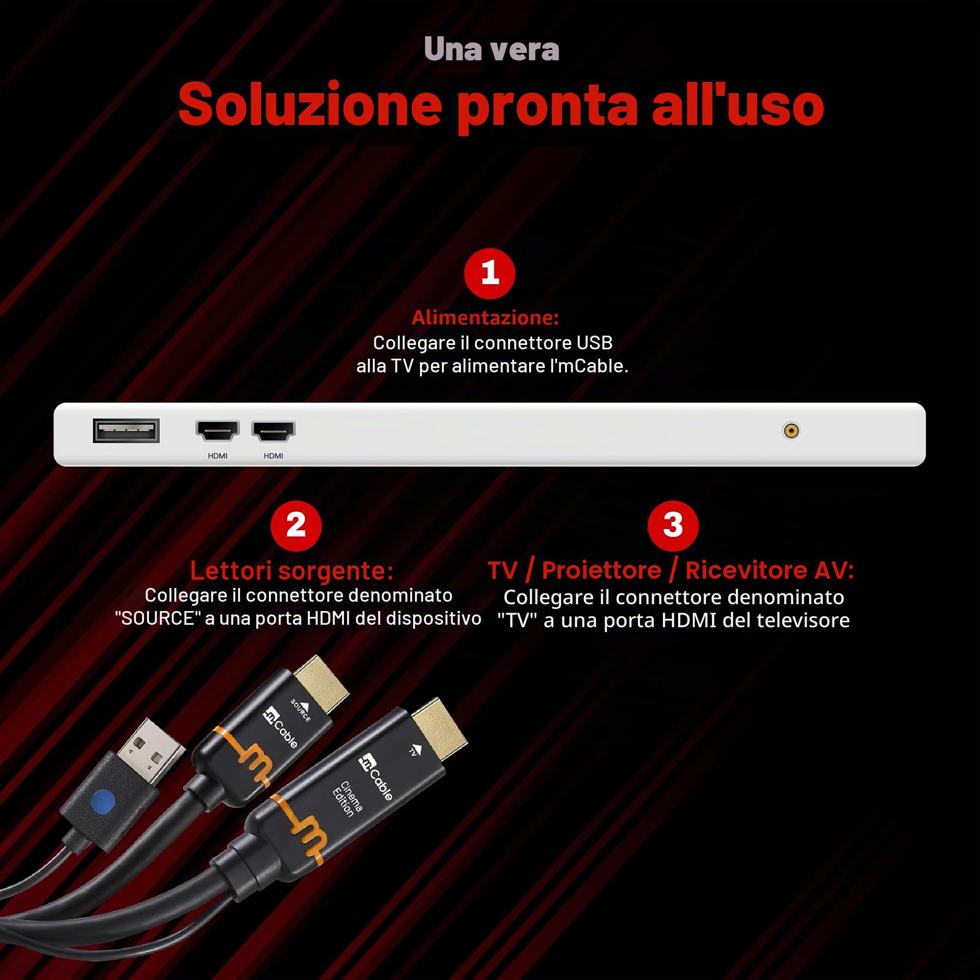 Marsiglia mn02612 mCable cavo HDMI 1.52m, nero