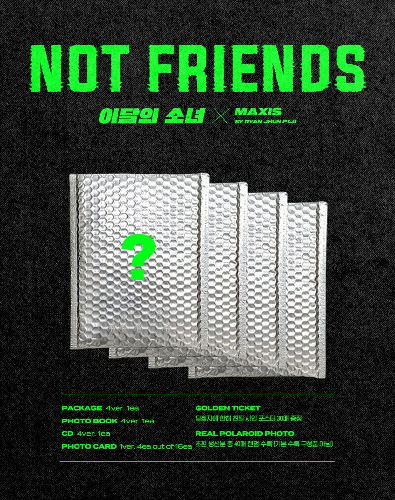 Miesięczna dziewczyna LOONA -Not Friends specjalna edycja [pełny zestaw ver.] 4 albumy + kultura Koreański prezent (naklejki dekoracyjne, fotokardy)