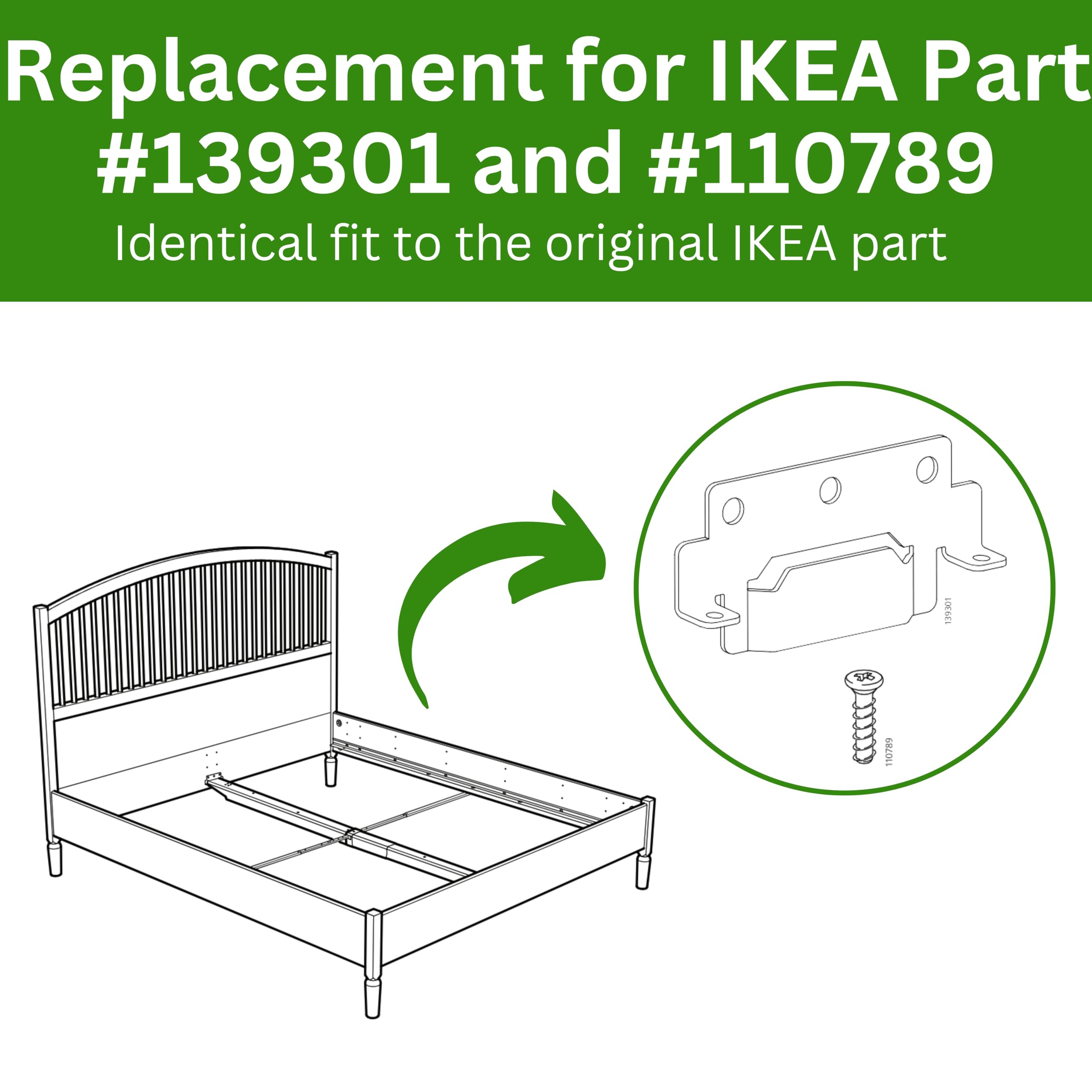 Spare Hardware Parts für IKEA Teil 116791 und 139301 mit Schrauben, Bettrahmen-Montageplatte (139301+110789) Sonstiges