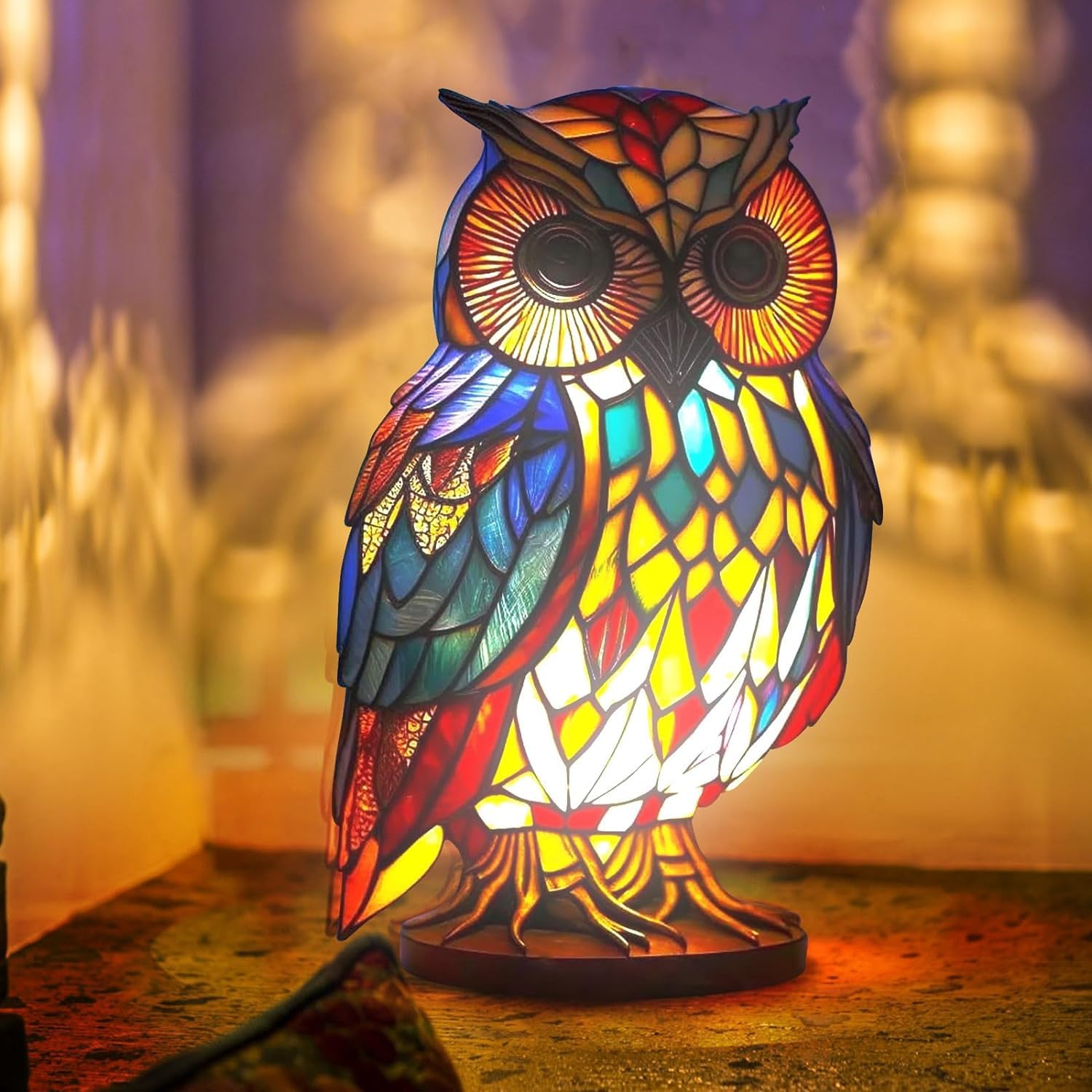 Serie di lampade da tavolo a forma di animali, lampada da tavolo 3D, lampada da tavolo a forma di vetro (gufo)