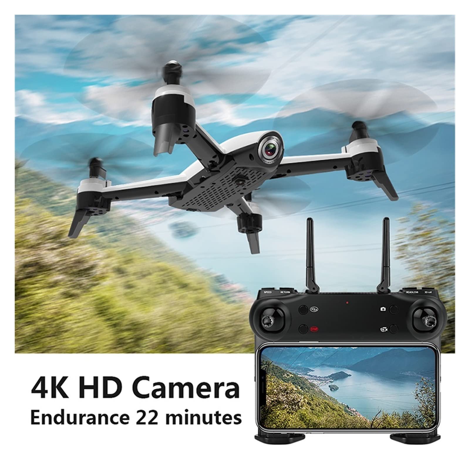 Dron Drone Drony z podwójną kamerą Drony 4K 1080P 720P 2.4G WiFi PFV Przepływ optyczny 20 minut Czas lotu Quadrocopter RC Dron Dron Drony (Kolor: 4K Biały 3Batt Rozmiar: 1) (4K 2Batt 1)