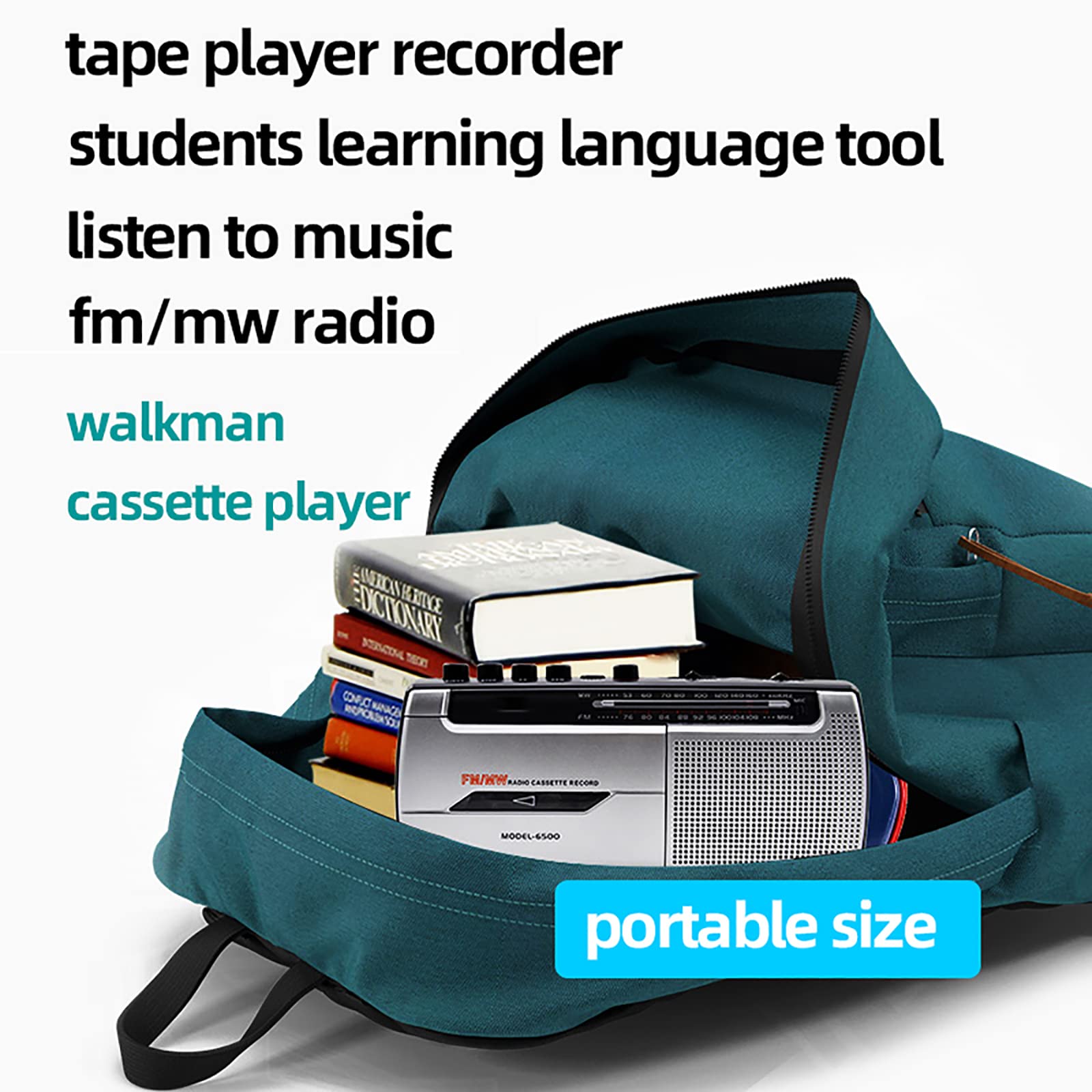 Tonbandgerät, Tragbarer Kassettenspieler, Eingebautes Lautsprechermikrofon, Für Musik, Sprachenlernen, Lehrerunterricht, Geschenk Für Schüler Und Ältere Menschen