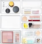Lifewit Drawer Organizer, Clear Makeup Organizer, Plastic Desk Organizer and Storage for Makeup, Jewelries, Bedroom, Bathroom, 25 Packs
