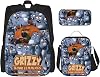 Backpack 3 Piece Set Grizzy and Anime The Lemmings Laptop Backpack Pencil Case Lunch Bag Combination For Travel Work Camping
