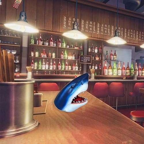 Miniatura 3 de Gran estatua de arte de jardín de tiburón blanco, escultura única de cabeza de tiburón blanco, estatua única de resina 3D de mandíbulas para colgar