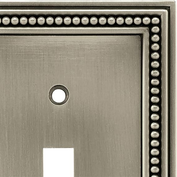 Brainerd 64905 Beaded Single Toggle Switch Wall Plate / Switch Plate / Cover, Brushed Satin Pewter