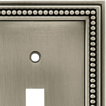 Brainerd 64905 Beaded Single Toggle Switch Wall Plate / Switch Plate / Cover, Brushed Satin Pewter