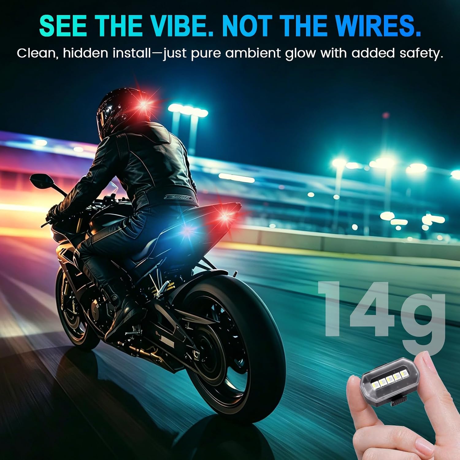 1797 Upgraded 5-LED Wireless Strobe Lights with Remote, RGB Exterior & Interior Ambient Lighting, 8 Colors & 5 Modes, USB-C Rechargeable, 4 PCS Waterproof Mini Lights for Car, Truck, Bike, Motorcycle