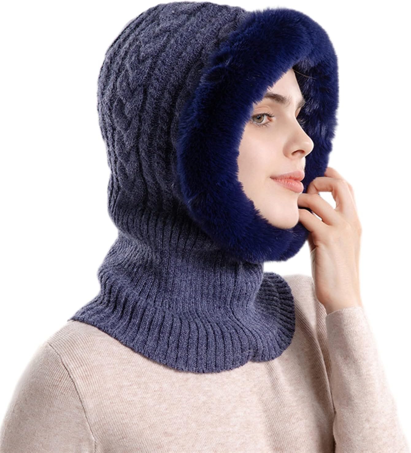 Women's Winter Knitted Thermal Ski Balaclava, Cold Weather Windproof Full Face Mask, Balaclava Hood