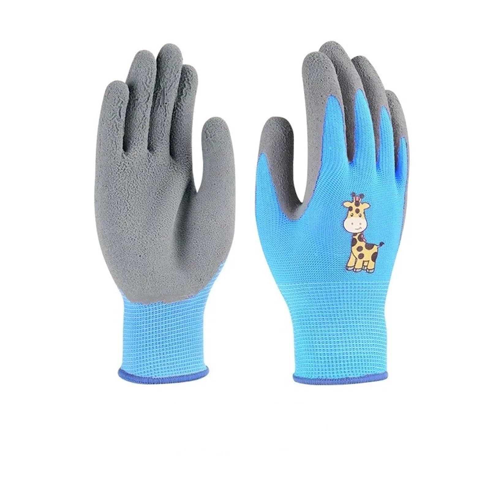 Guantes de seguridad infantiles for bricolaje, resistentes al agua, antideslizantes, for trabajo, jardín, cocina y látex for niños, a perforaciones Mantener la Flexibilidad(Blauw,XXS)