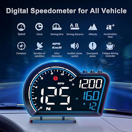 Miniatura 2 de SinoTrack Pantalla HUD Digital GPS Velocímetro para Coche Universal Visualización de Cabeza Pantalla Grande LCD Velocímetro MPH Alerta de Fatiga de