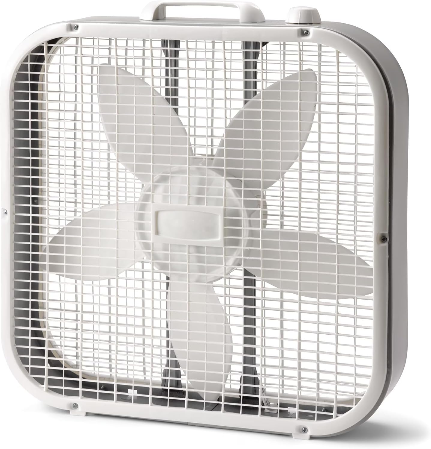 Box Fan with 20 Inch Blade, 3 Speed Settings, Durable Metal Frame, Built-In Handle, Weather-Resistant Motor, for Home or Office