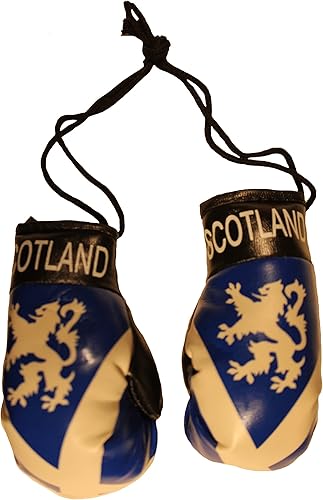 Mini guantes de boxeo con bandera de cruz de San Andrew de Escocia, león