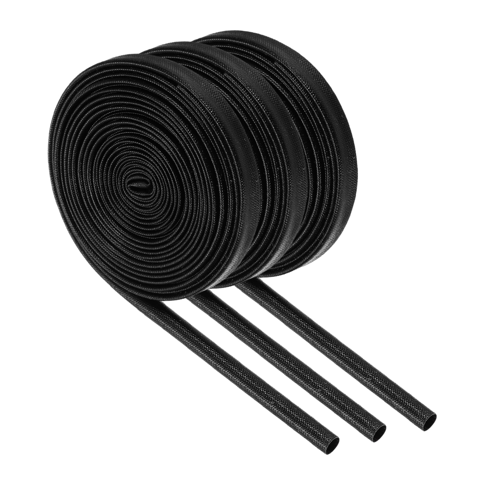 sourcing map 3Pcs Wire Insulation Braid Fire Sleeve,16.4Ft-5mm ID Black, High Temp Silicone Coated Fiberglass Sleeving for Automotive Hose Lines Electrical Wiring