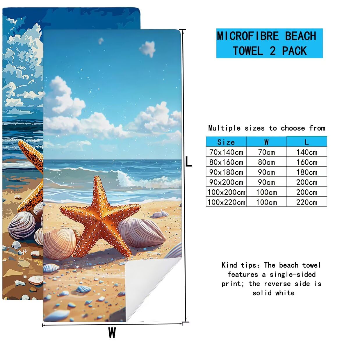 Strandtuch Mikrofaser Handtücher Groß 90x200cm 2er Set, Schnelltrocknend Saunahandtuch Fitness Handtuch Meer, Saugfähig Badetuch Sporthandtuch, Sandfrei Strandtuch XXL für Geschenke für Frauen -4468