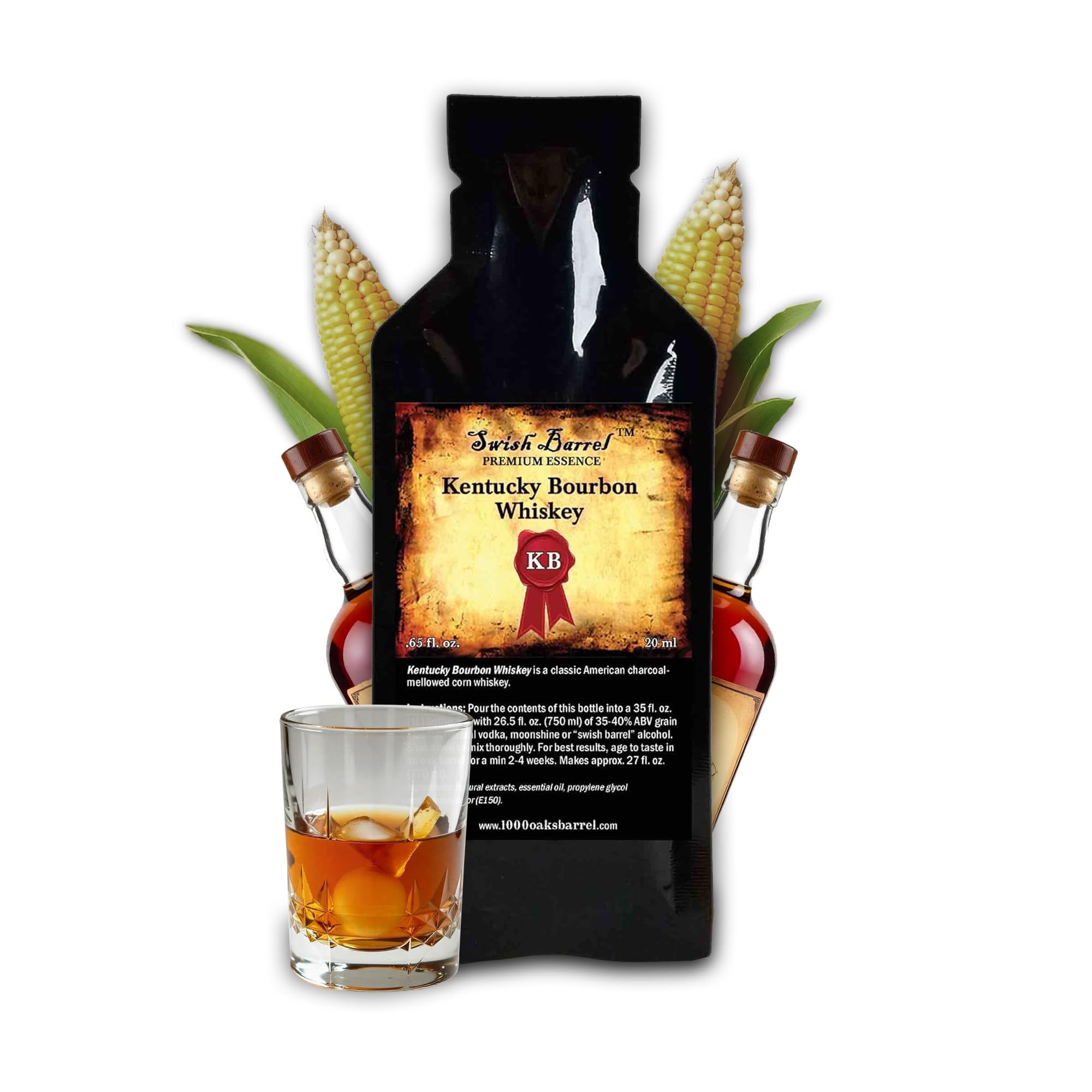 Kentucky Bourbon Whiskey Flavoring Essence (Single Pack), Liquor Flavor Refill for Barrel Aging, Cocktails Mixers - Moonshine Flavoring Supplies, Extact Distilling Accessories (0.65oz,20ml)