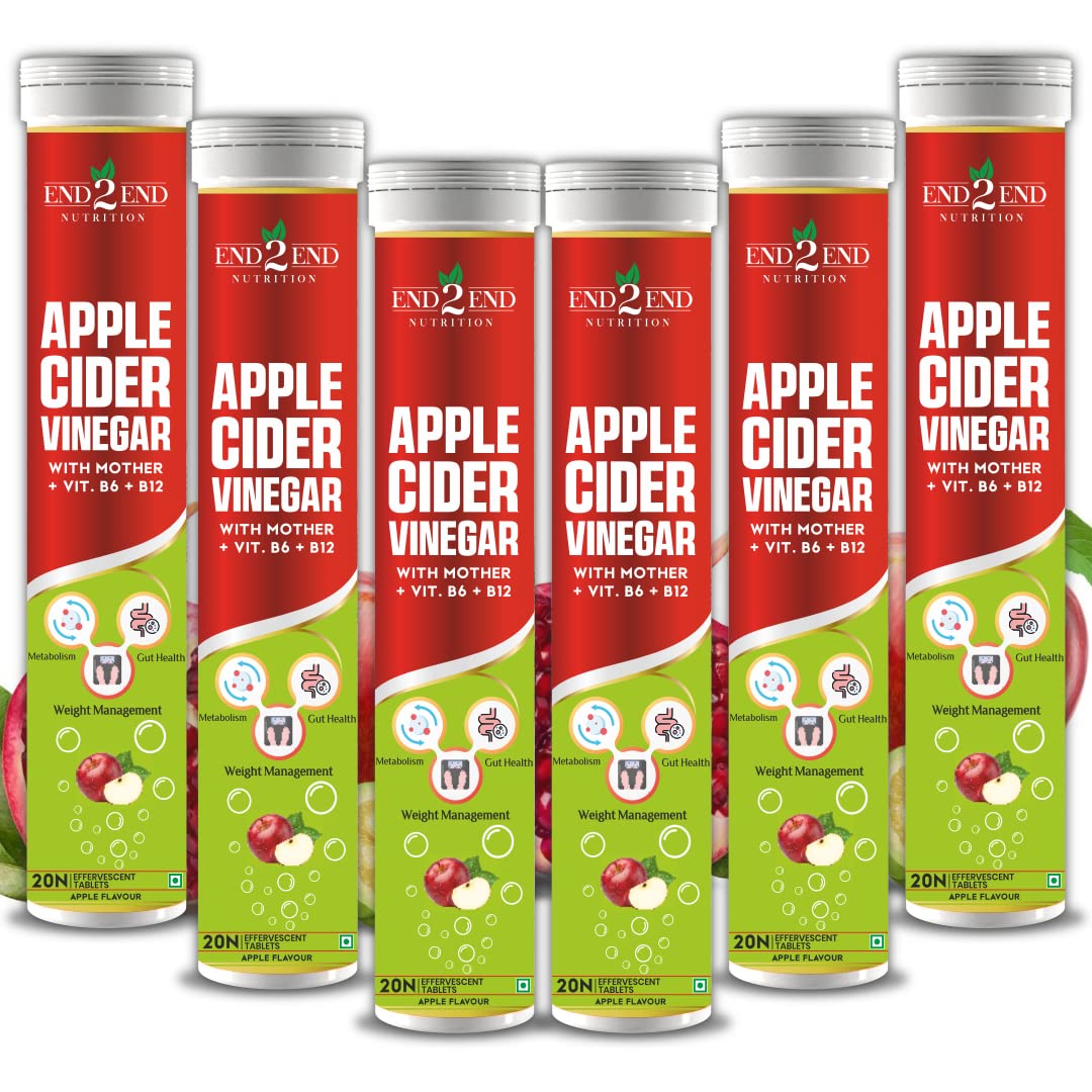 End2End Nutrition Apple Cider Vinegar (ACV) Effervescent tablets with Mother Vinegar for Men and Women | Gut Health, Skin Health, Immunity Booster - (Pack of 6) 20x6 Tablets (B0C4GSZ7DK) Amazon Price History, Amazon Price Tracker