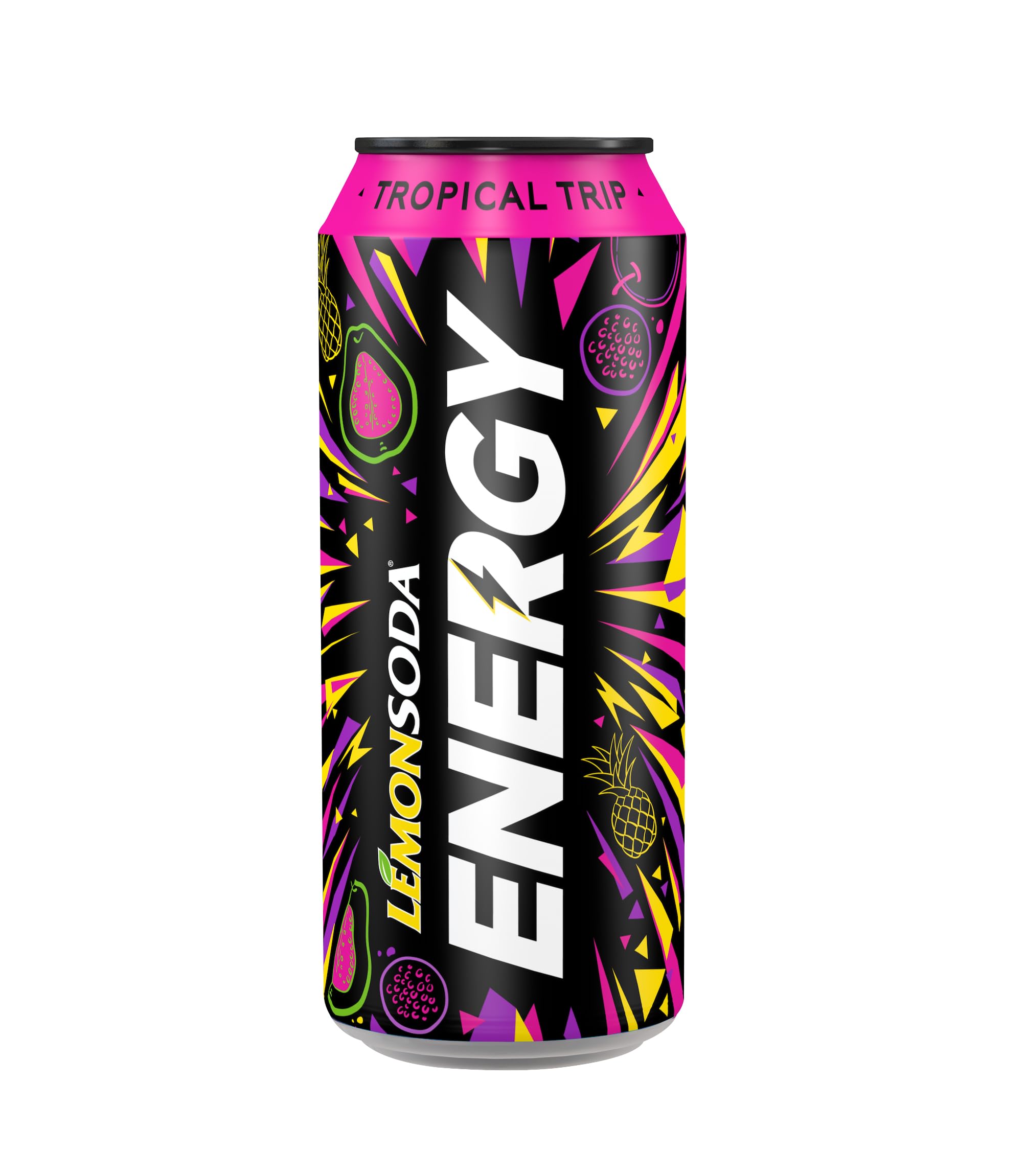 Lemonsoda Energy | Tropical Trip, Energy Drink al Gusto di Frutta Tropicale, 12 Lattine da 50 cl, con Mix di Frutta, Vitamine e Caffeina (Confezione da 2)