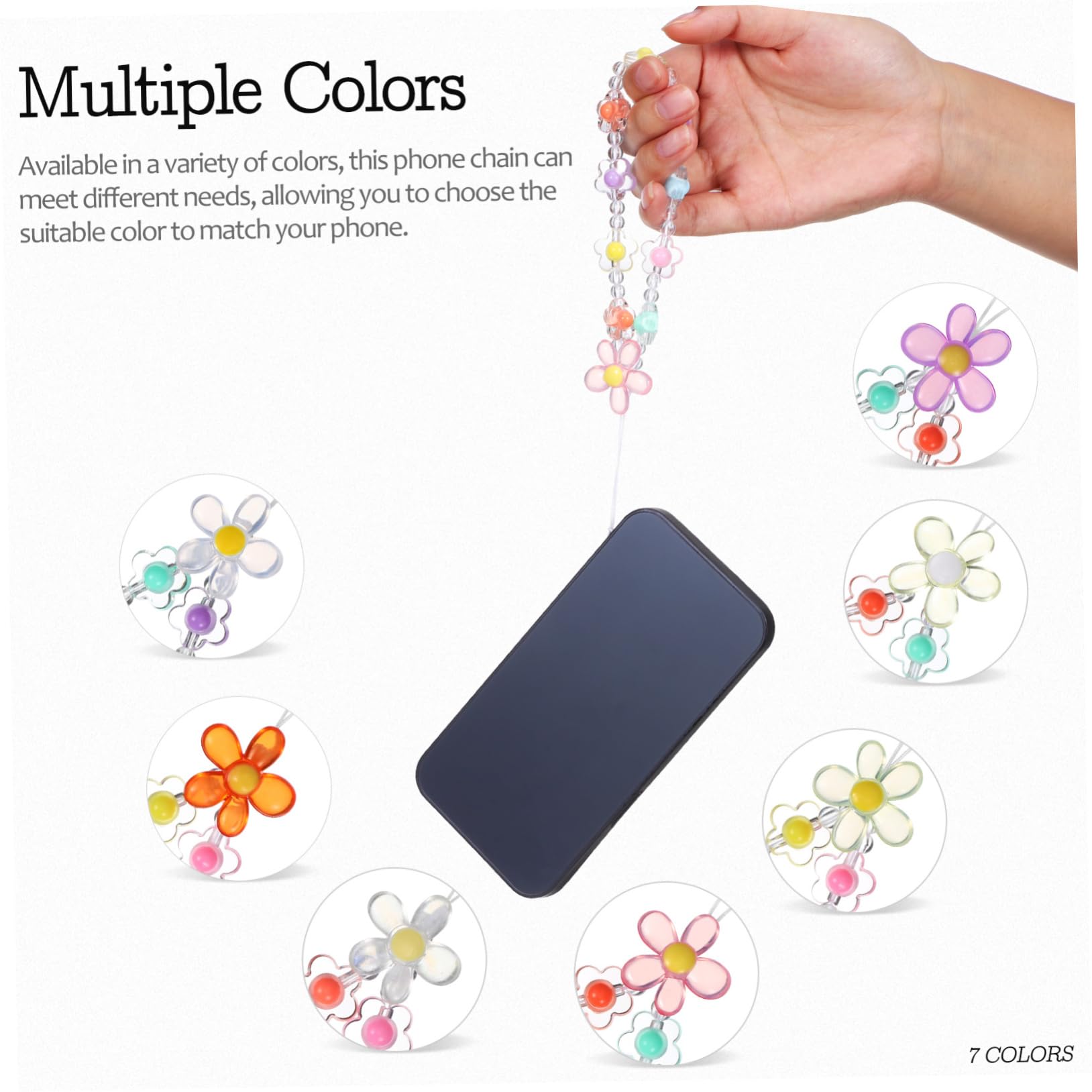 SHINEOFI Chaînes De Téléphone Perles De Fleurs Dragonne De Téléphone Accessoires Élégants Pour Femmes Avec Design Floral Bracelet De Poignet