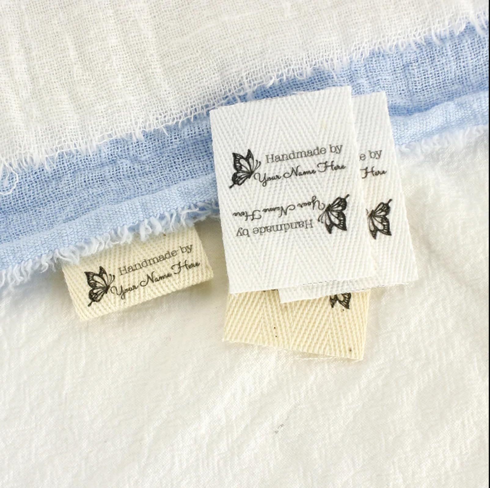 Artesanía personalizada hecha a mano, etiquetas de ropa personalizadas cosidas, telas hechas a mano, etiquetas de ganchillo personalizadas, artículo hecho a mano (50 piezas)