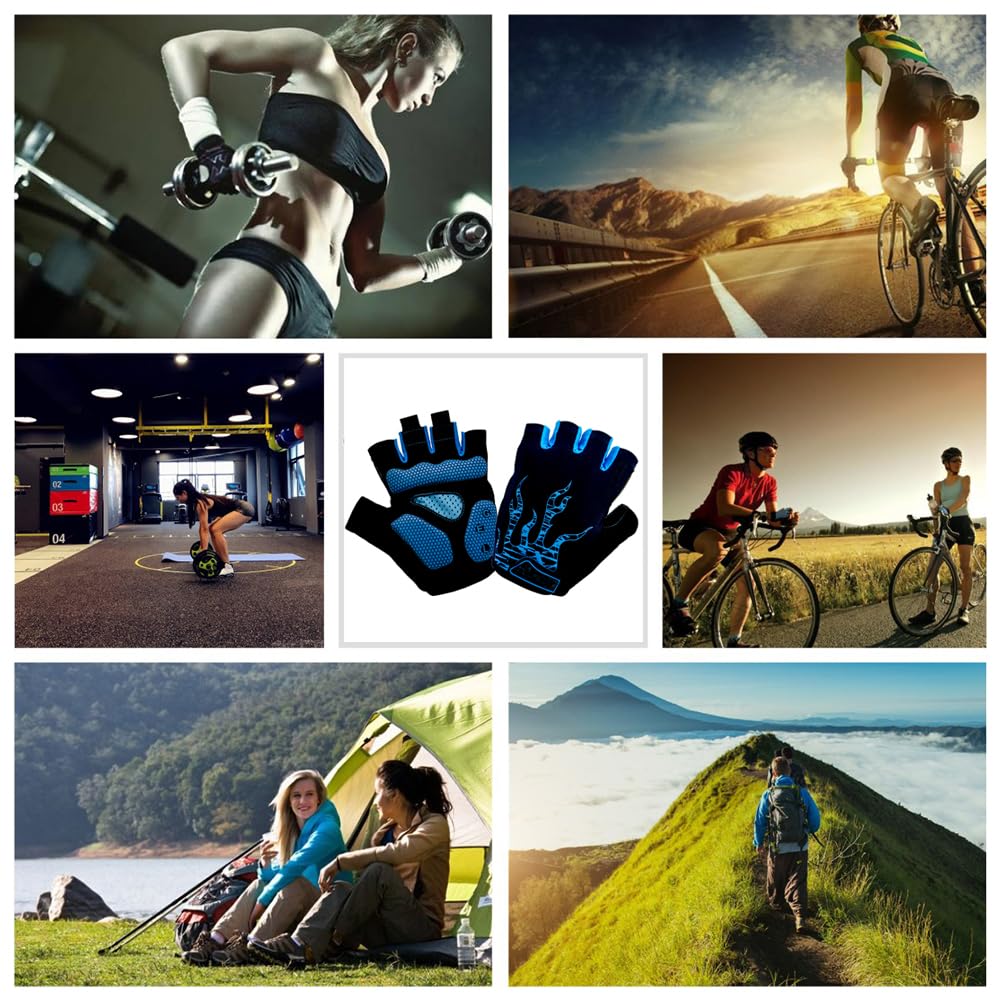 Nesirooh Guanti Bici MTB Uomo e Donna, Guanti Ciclismo Estivi Gel Mezze Dita per Bicicletta Palestra Arrampicata Montagna Corsa Sport