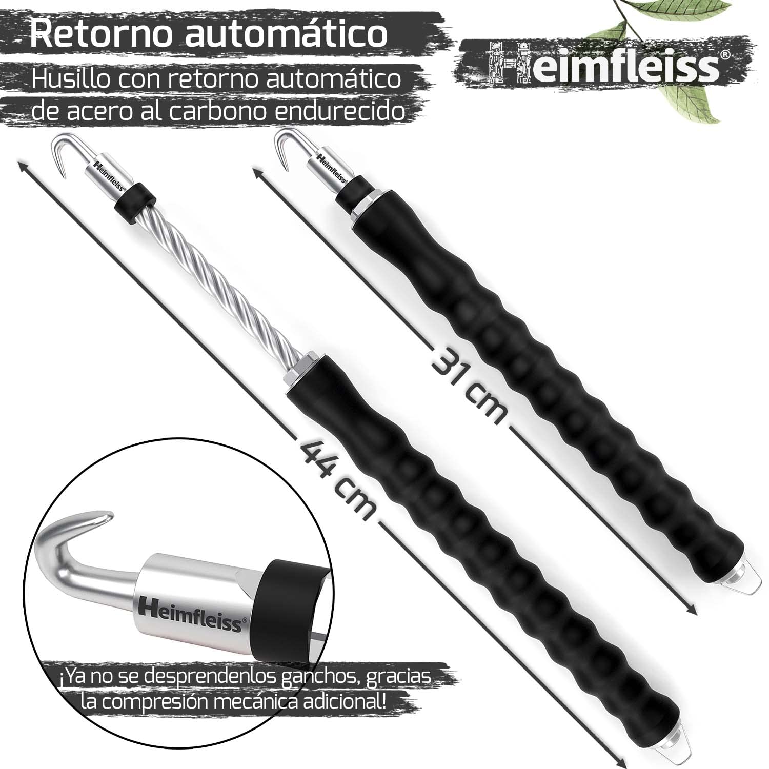 Heimfleiss® Atadora alambre con retorno aut. 310mm - Trenzador alambre universal con husillo de acero al carbono - Amarrador de alambre para alambre de atado, alambre de torsión y alambre de unión