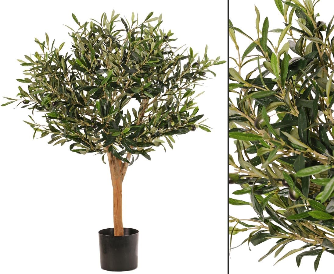 Amazon.de: Olivenbumchen 85cm mit 1248 Bltter und 30 Oliven am  Echtholzstamm - Kleiner knstlicher Mini Olivenbaum mit Frchten im Topf