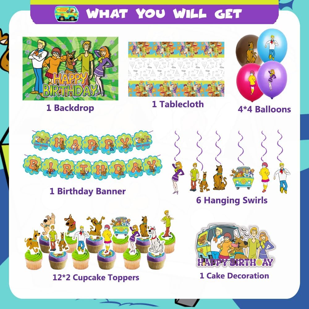 Dog Birthday Party Decorations Supplies, Including Birthday Banner, Tablecloth, Backdrop, Hanging Swirls, Balloons, Cake Toppers for Dog Party Supplies decorations