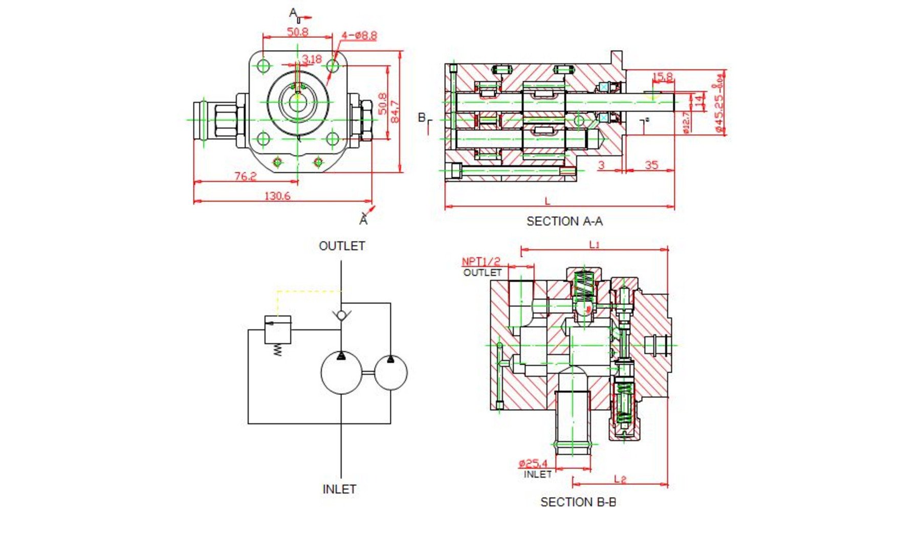 Varan Motors NEHGP-01 Zweistufige Hydraulikpumpe Zahnradpumpe CNBA-8.8/2.1 11GPM 3000PSI