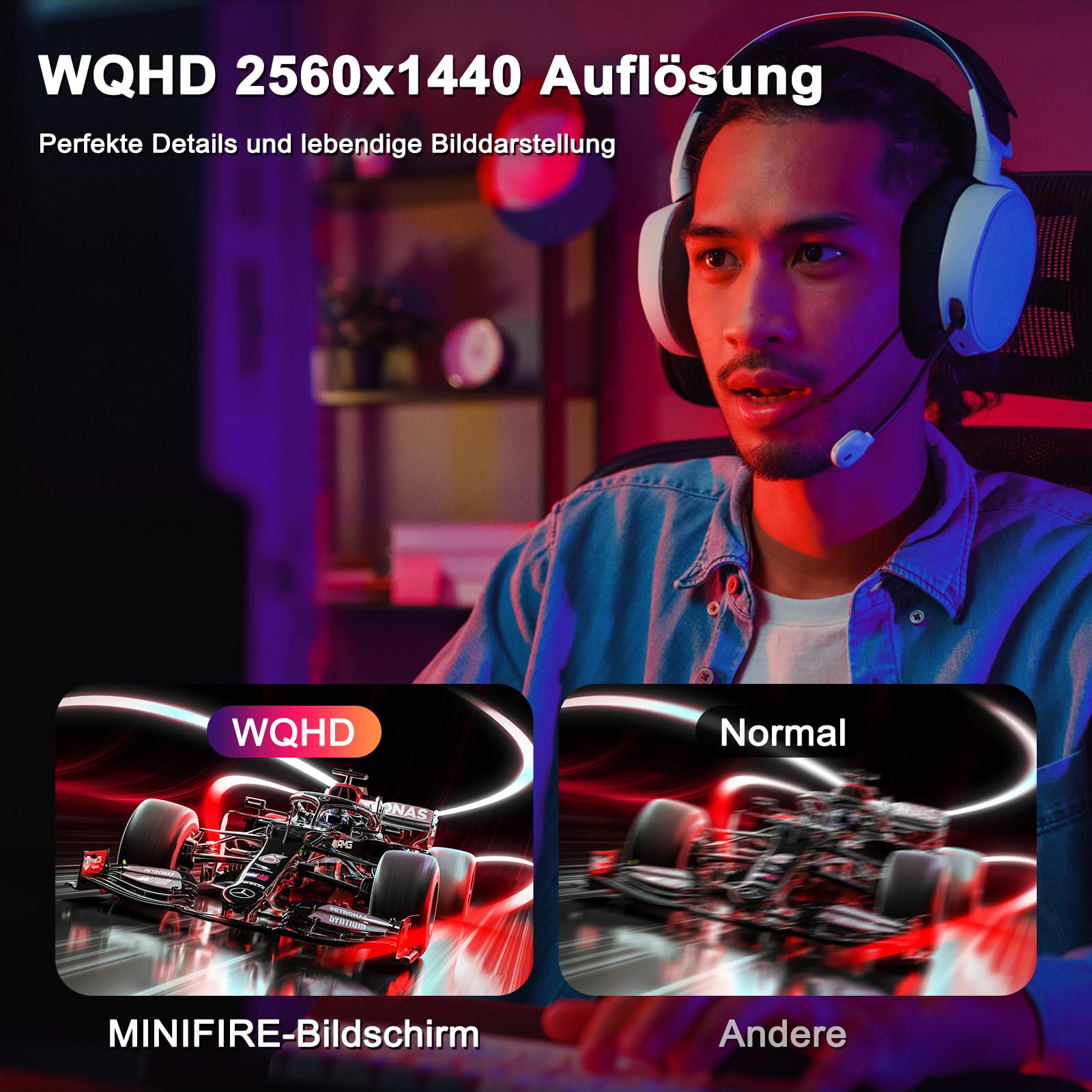 Minifire Monitor Gaming da 27 pollici WQHD 2K, 180 Hz - Pannello Rapid IPS (2560 x 1440), OD 1ms, HDR, 120% sRGB, AMD FreeSync+ HDMI 2.0, DP 1.2 (cavo DP incluso)
