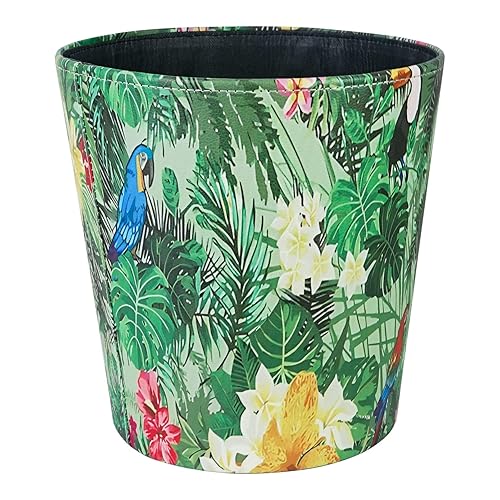 DreamsEden Papelera decorativa Cesta de papel vintage para baño, dormitorio, oficina (plantas tropicales)