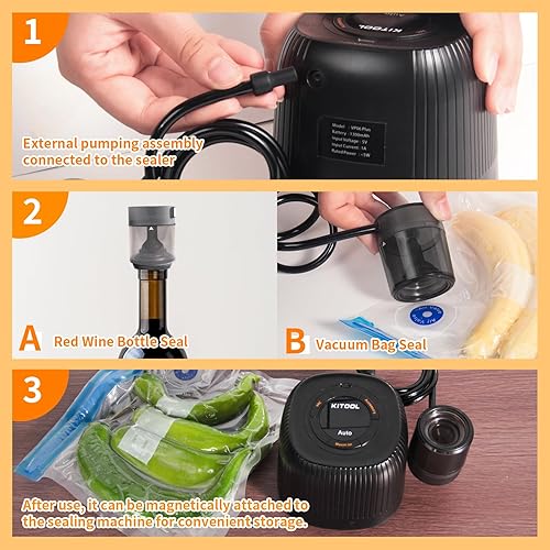 Miniatura 5 de Kit de sellado al vacío eléctrico de tarros Mason para tarros Mason de boca ancha y boca regular, máquina selladora de conservas al vacío para