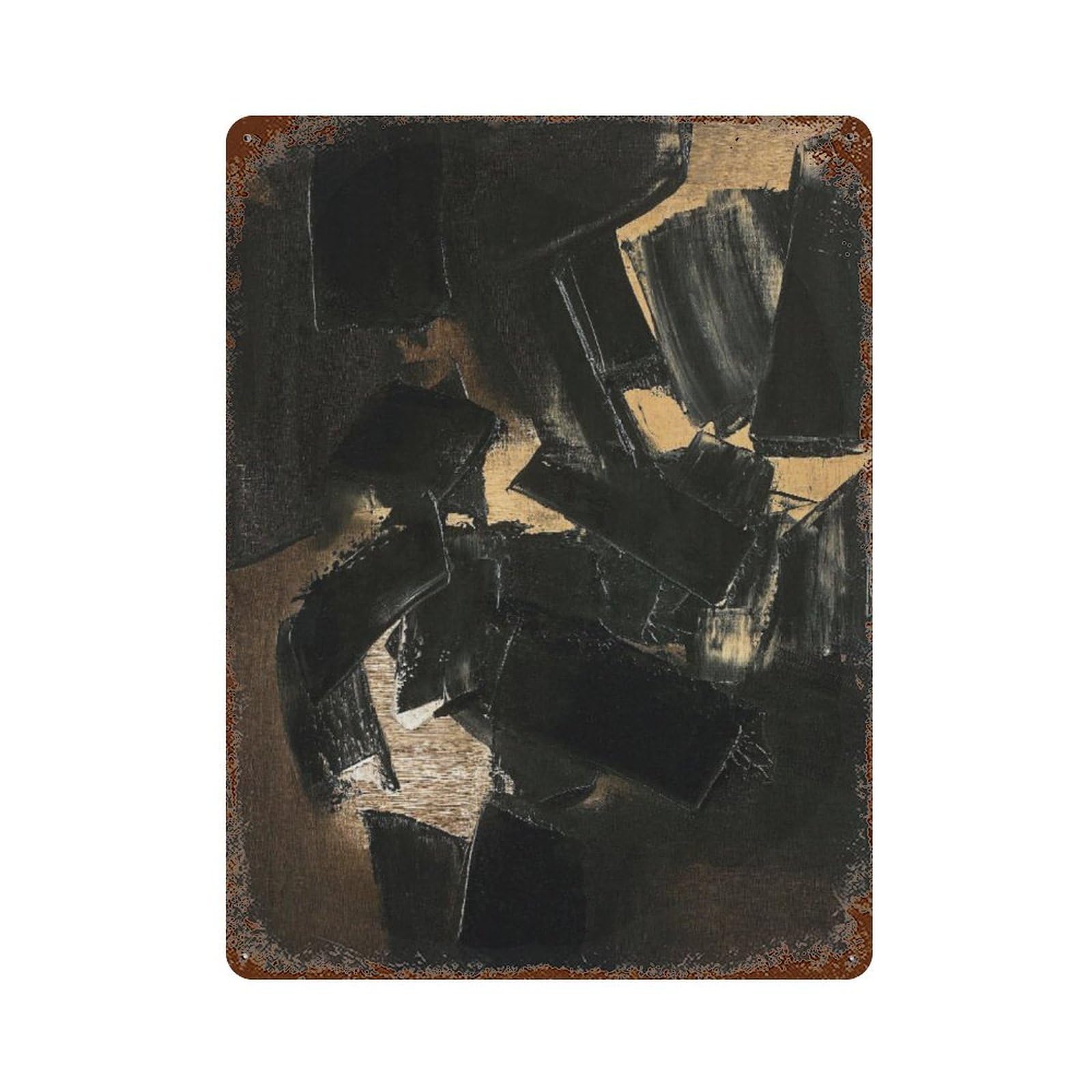 xiaoxiaoshen Soulages Abstract Modern Gallery Wall Decor Art Metal Tin Poster Modern Home Decor Art Home Bar Shop Decorations Vintage Sign 40x30cm